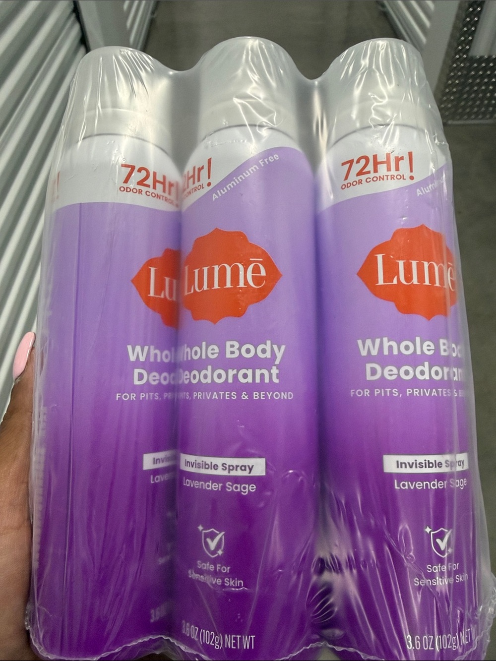 NEW 3PK Lume Invisible Whole Body Deodorant Spray 72Hr Odor Control LavenderSage